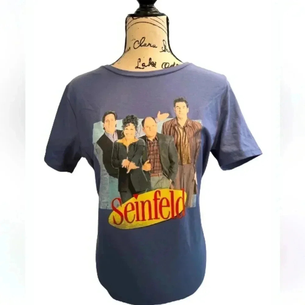 Seinfeld blue VINTAGE CREW NECK SHORT AKEEVE T‎ SHIRT NWT